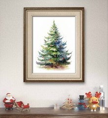 Watercolor Christmas Tree Digital Print, Printable Christmas Tree
