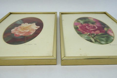 Signed 1974 Gold Framed Matted Flower Floral Photographs Pink Rose Photos Decor
