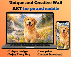 Cute dog watercolor AI created digital art wallpaper image picture background fo