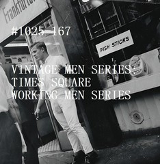 VINTAGE MALE PORTRAIT #1025-167-times square men, NYC 1965- free shipping in usa