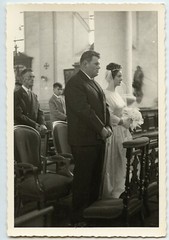 Lot Of 8 Photos Antique On. 1950 60 – Wedding Church Famille
