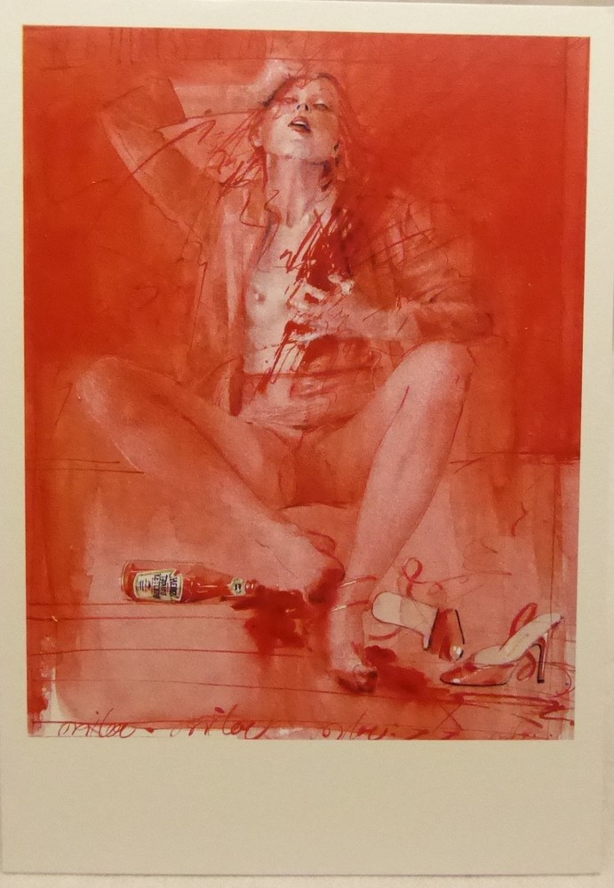 (062) Postcard 15 x 10.5 cm Milou Hermes, Red illness, Art Unlimited c. 1977