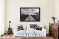 Country Photography Print – Black and White Photo of Road in Flint Hills Kansas