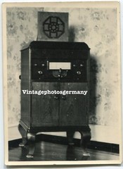 D1662 Foto 20er Jahre Radio Lautsprecher Technik Kopfhörer Musiktruhe Radiogerät