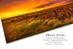 Prairie Sunset Photography Print: Oklahoma Great Plains Sky Landscape Photo