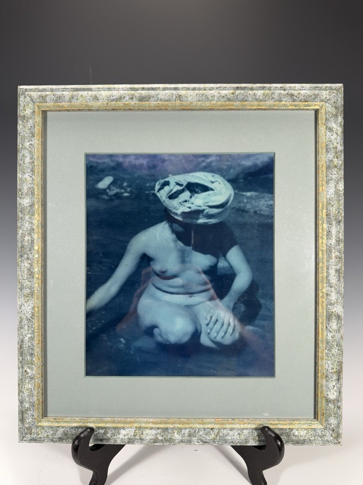 Framed Blue Tint Image medium unknown South East Asia Lady Bathing in stream