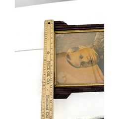 Haunted Antique Sepia Portrait Woman Ornate Wood Frame Gothic Wall Art 1800s Pic