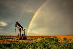 Pump Jack Photography Print: Texas, Rainbow, Oilfield, Oil and Gas, Picture