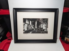 Signed Framed Black White Times Square NYC Photograph Wall Art 16×13