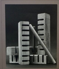 B&W Photograph- Unframed Matted Signed- Still-life Geometric Architectural Shape