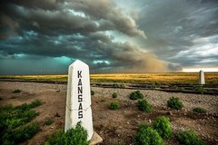 Great Plains Photography Print – Storm Behind Railroad Post at Kansas State Line
