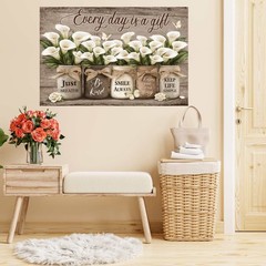 Rustic Calla Lily Wall Art Printable Farmhouse Quote Jar Minimalist Decor Gift