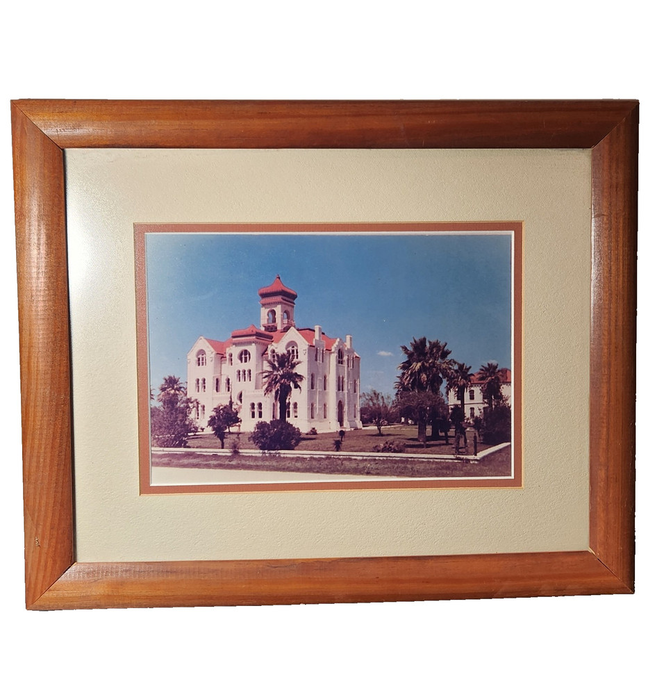VTG Old Aransas County Court House Picture Rockport Texas Moorish Wood Framed