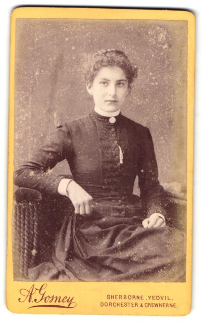 Photograph A. Gosney, Sherborne, Seated Young Woman in Dark Dress