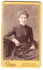 Photograph A. Gosney, Sherborne, Seated Young Woman in Dark Dress