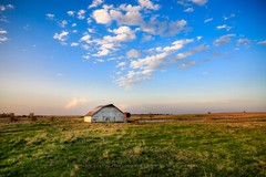 Barn Photography Print: Oklahoma Great Plains Blue Sky Farm Country Photo