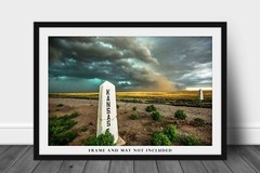 Great Plains Photography Print – Storm Behind Railroad Post at Kansas State Line