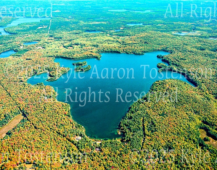 Forest Lake, Land O’ Lakes, Wisc. Vilas County Aerial Photograph. Frame Optional