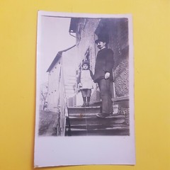 Photo Antique, Vintage, Father with Child, Girl, Man with Schnauzer