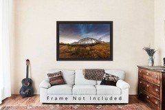 Aqua Colored Thunderstorm Over Old Bridge in Texas Panhandle Photography Print