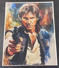 Watercolor Inspired Star Wars Collectible 8.5×11 Canvas Fan Art – Han Solo