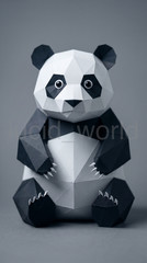 Origami Panda Bear Digital Image Download Papercraft Sculpture Art 4K Graphic
