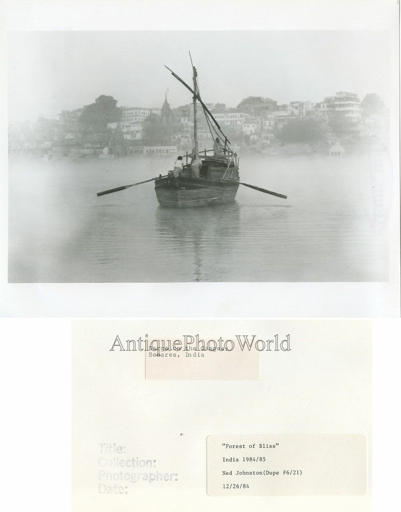Benares India boat vintage art photo by N. Johnston