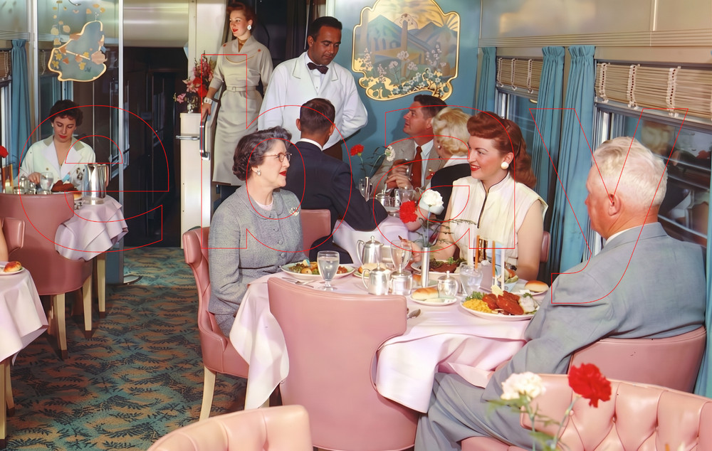 Photo Art Print the Dining Car on Union Pacific’s City of Portland circa 1950s