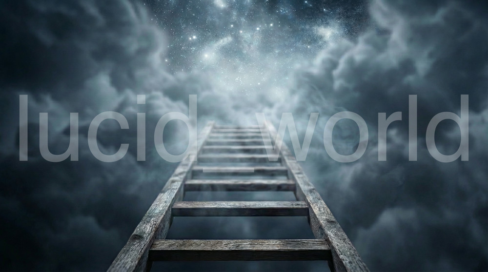 Stairway to Heaven Digital Art Ladder to Sky Clouds Stars Instant Download