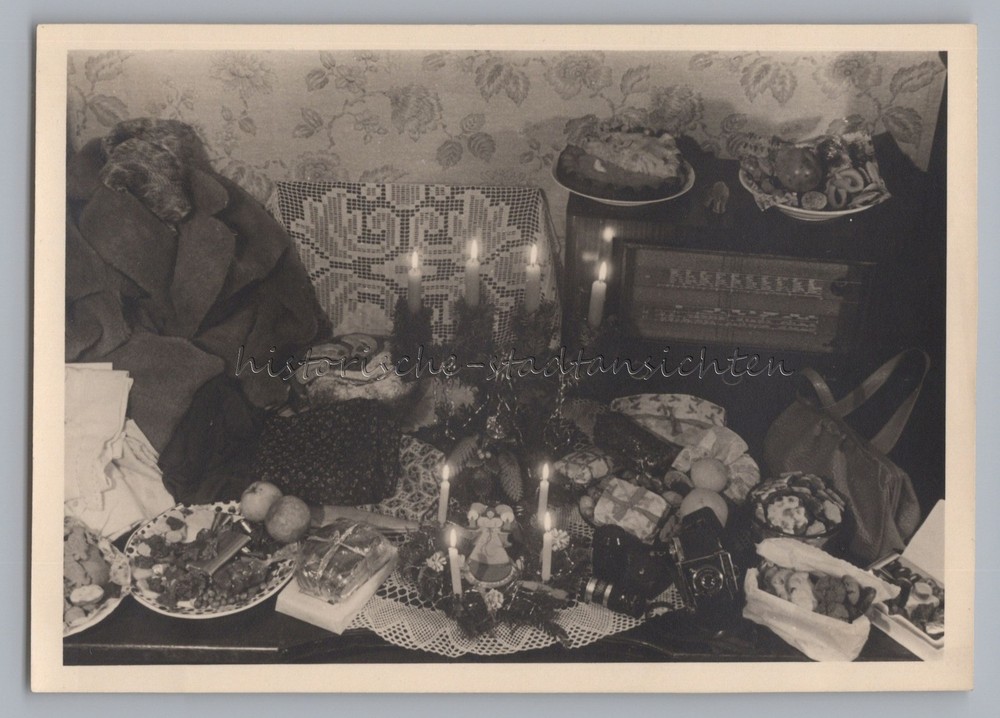 Still Life Christmas World Receiver Radio Photo Camera Pastry 1949 – Photo