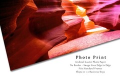 Desert Photography Print of Antelope Canyon Walls in Hourglass Shape