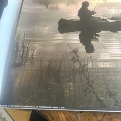 Artwork Wall Art Man Fishing With Dog Boat Water Daniel J Cox 20×16