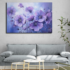 Flowers Painting, Floral Canvas, Purple Flowers Oil Painting, Vintage Flower Art