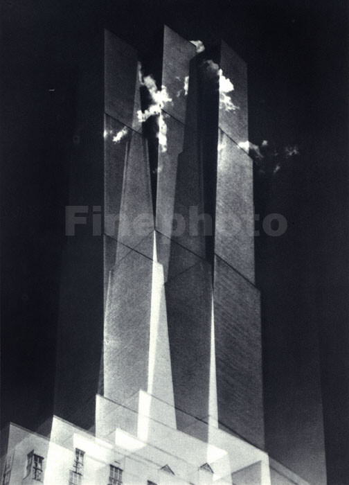 1935 Vintage Surreal New York City Skyscraper Fire DMITRI KESSEL Photo Gravure
