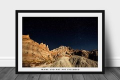 Badlands Photography Print – Starry Night Sky Over Pinnacles in South Dakota