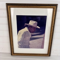 Vintage Framed Portrait Photo Elderly Man Hat Traditional Culture Art Photograph