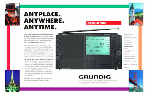 8 1/2 x 11″ COLOR PHOTO OF THE AD FOR THE GRUNDIG SATELLIT 900 SHORTWAVE RADIO