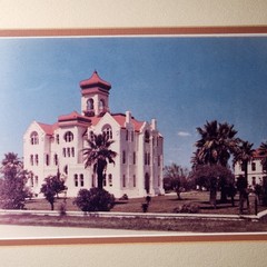 VTG Old Aransas County Court House Picture Rockport Texas Moorish Wood Framed