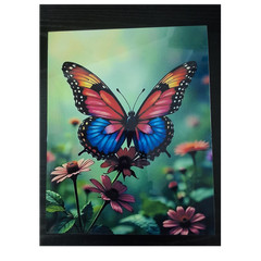 Butterfly Floral & Nature Art Theme Multicolor Metal Sign with Flowers Design
