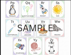 Fun & Educational Watercolour Alphabet. (A to Z)Posters ABC Chart Classroom