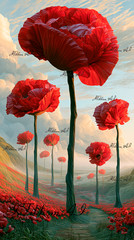 Digital Art Picteres Surrealism Landscape Flowers Clouds Background Wallpaper