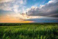 Prairie Photography Print: Kansas Great Plains Sunset Stormy Sky Landscape Photo