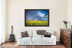 Country Photography Print – Picture of Double Rainbow and Wheat Field in Kansas