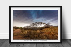 Aqua Colored Thunderstorm Over Old Bridge in Texas Panhandle Photography Print