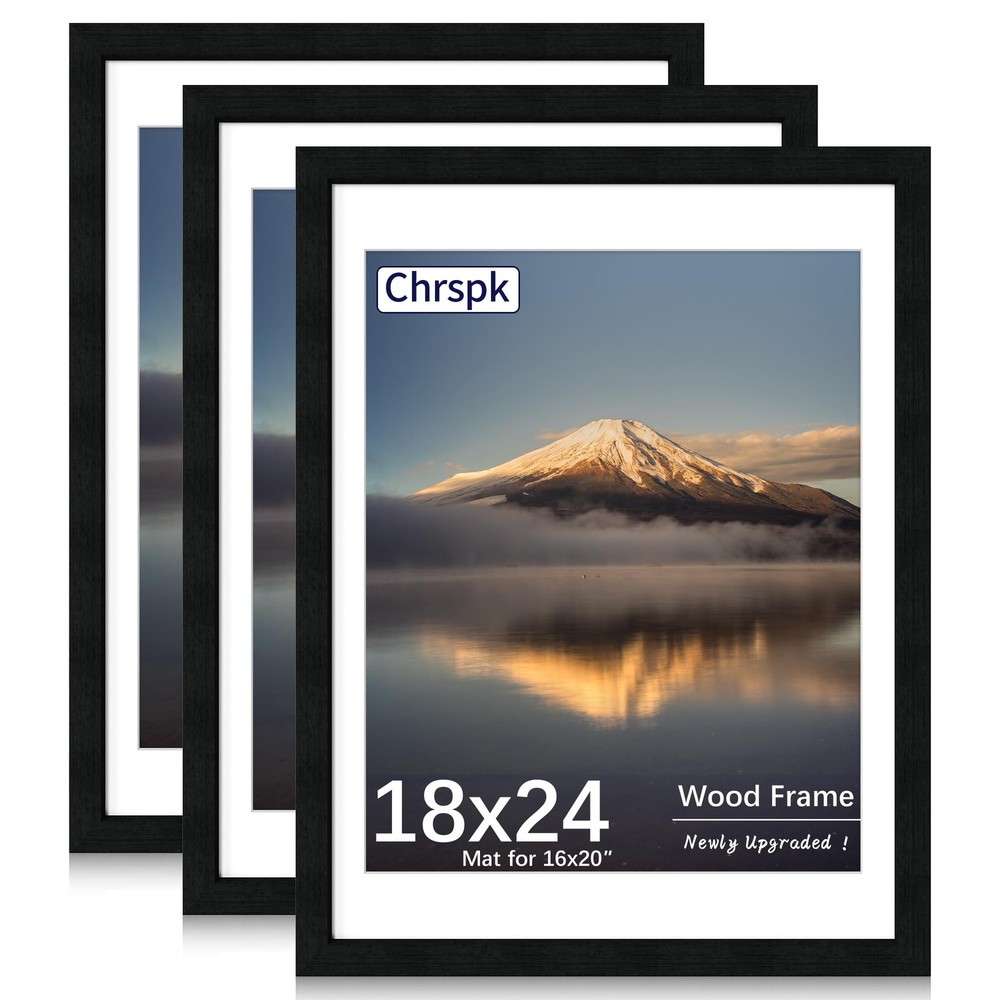 18X24 Poster Frame, Display Pictures 16X20 with Mat or 18X24 without, Wall Ha…
