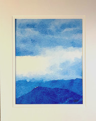 Blue Mountain Digital Watercolor Original Photograph 8 X 10 Mat 11 X 14 Signed