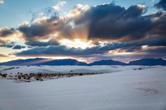 Print of Sunbeams Over Mountains at White Sands National Park New Mexico