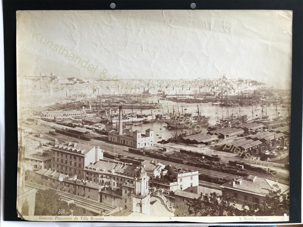 orig. Photo Genova Panorama 1870 da Villa Rosazza A. Noack 21cm x 27.5cm