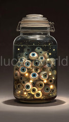 Surreal Eyeballs Jar Ai Digital Art Download Gothic Horror Macabre Wall Decor
