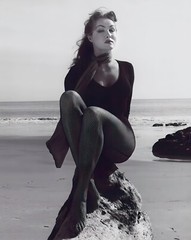 Julie Newmar on the beach c. 1959, reprint/poster – multiple sizes: 1363